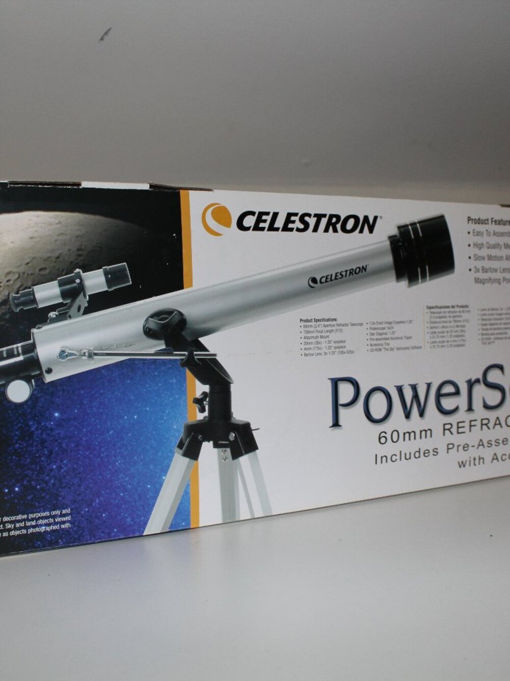 Celestron PowerSeeker 60AZ Telescope Manual Alt-Azimuth Telescope Silver NEW